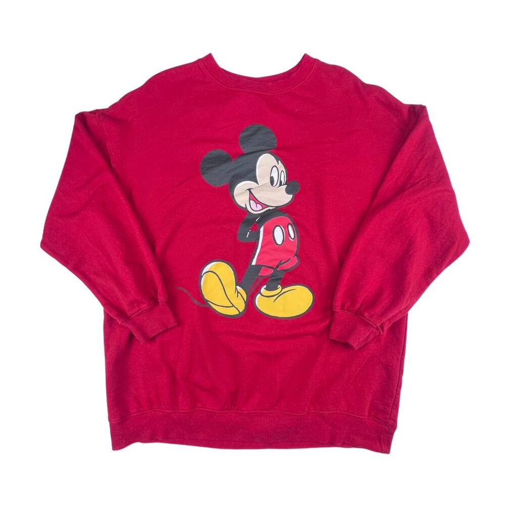 H & M Sweatshirt Red Disney Mickey Mouse Cartoon Character Oversized Sweater - Picture 1 of 8